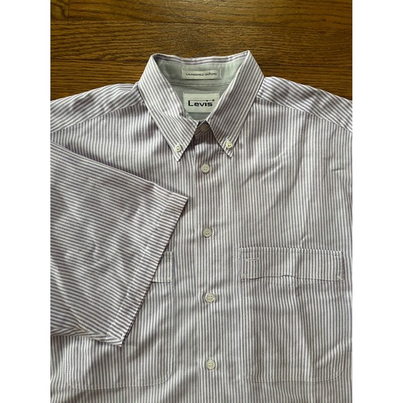 Levi's Other - Levis Vintage Mens Medium Purple Striped Short Sleeve Laundered Oxford Shirt